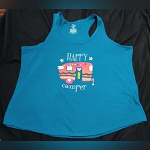 3/10 Secret Treasures Happy Camper Tank Top  2X Teal NWOT